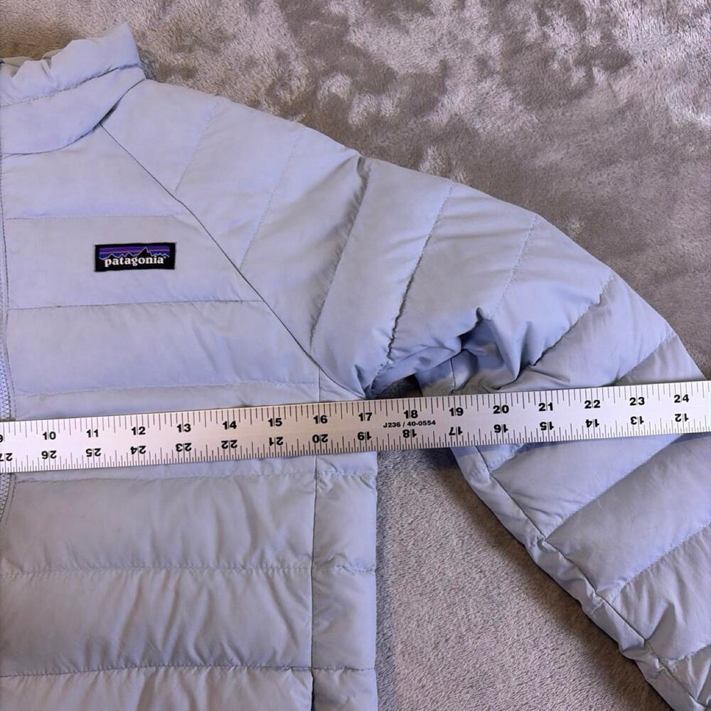 Patagonia NetPlus Girls Size 10 Goose Down Puffer Jacket Blue Kids Outdoor Coat - Picture 6 of 8